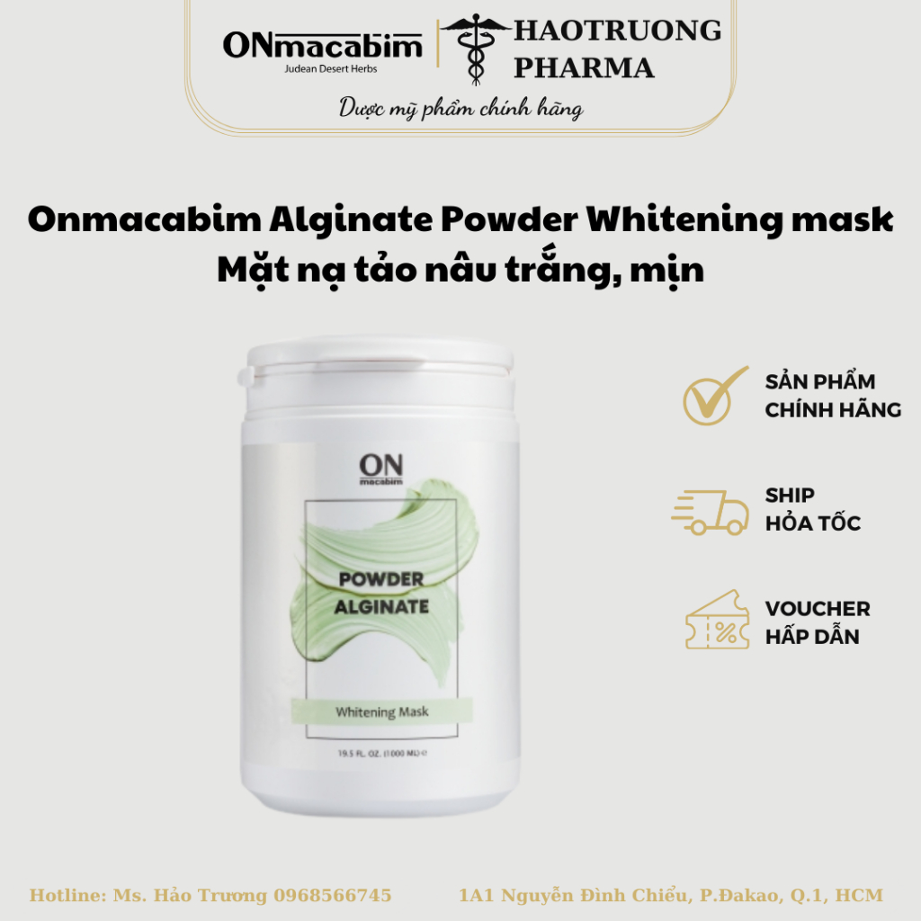 Mặt nạ Onmacabim Alginate Powder Whitening mask - Mặt nạ tảo nâu trắng, mịn