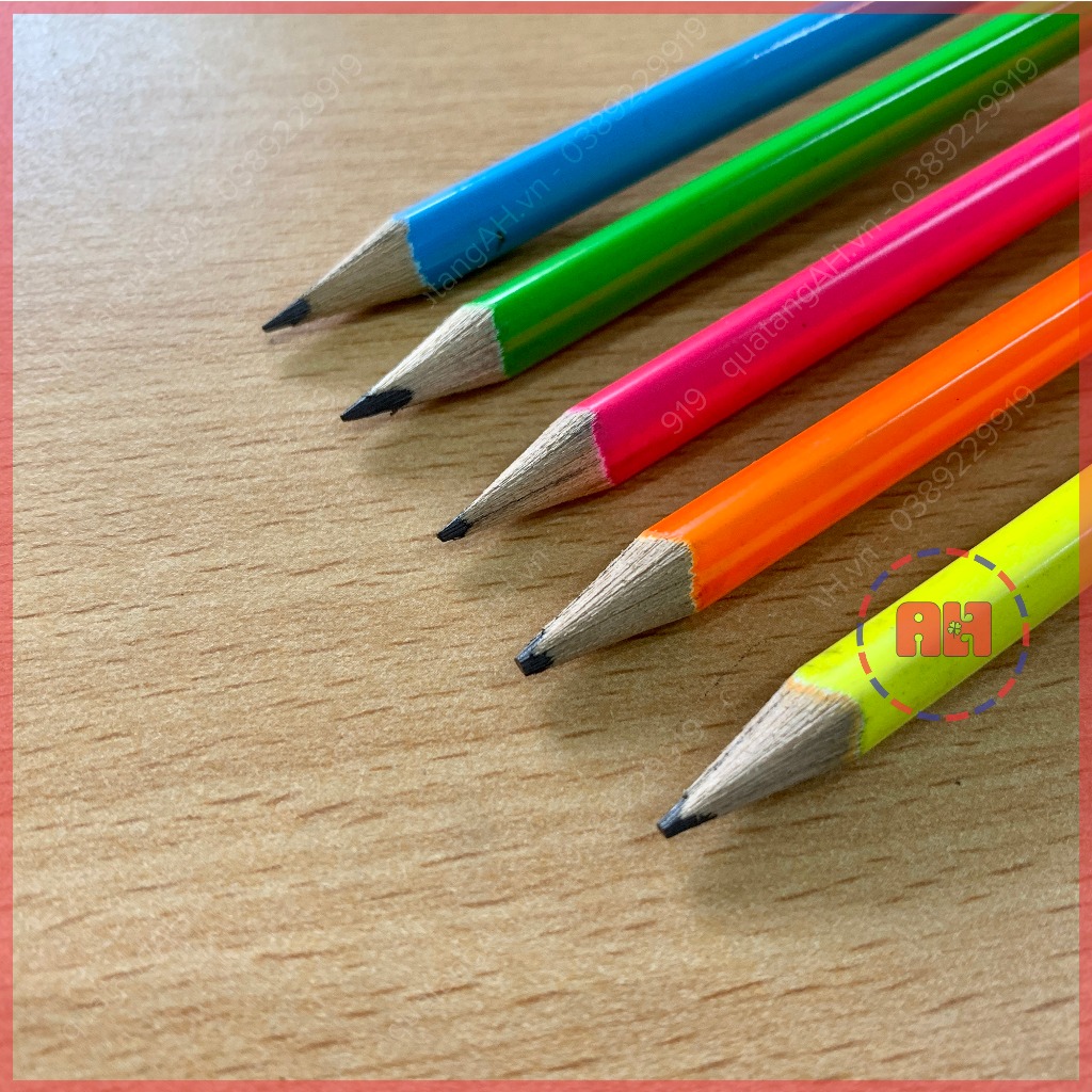 Bộ 5 bút chì 2B khắc tên theo yêu cầu, màu sắc trẻ trung, dùng cho học sinh, sinh viên, giáo viên
