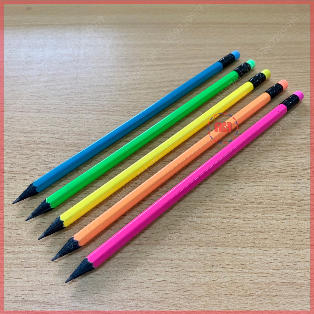 Bộ 5 Bút chì 2B khắc tên theo yêu cầu, có đầu tẩy, màu sắc da dạng, dùng cho học sinh, sinh viên, làm quà tặng