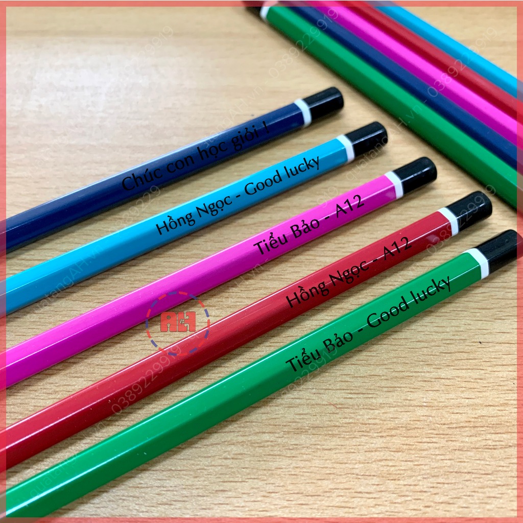Bút chì màu sắc 2B khắc tên theo yêu cầu, dùng cho học sinh và sinh viên