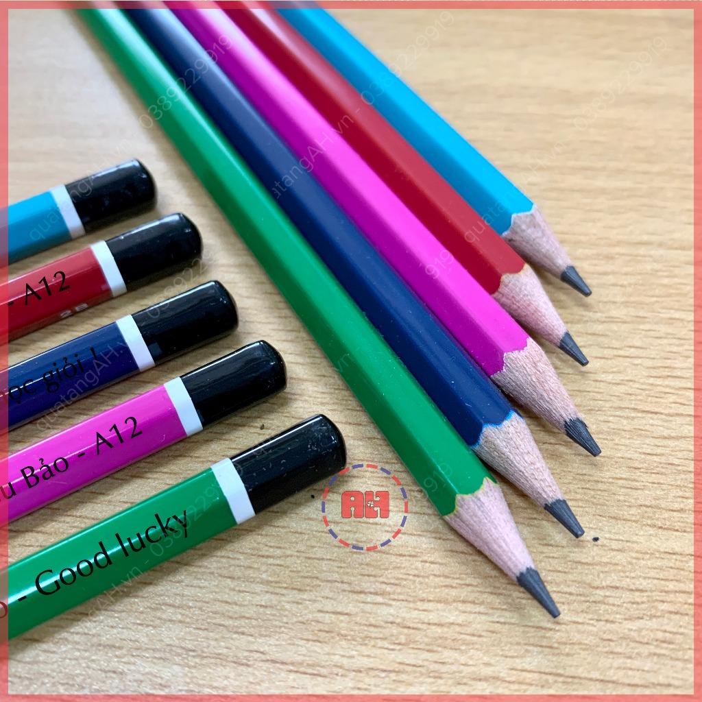 Bút chì màu sắc 2B khắc tên theo yêu cầu, dùng cho học sinh và sinh viên