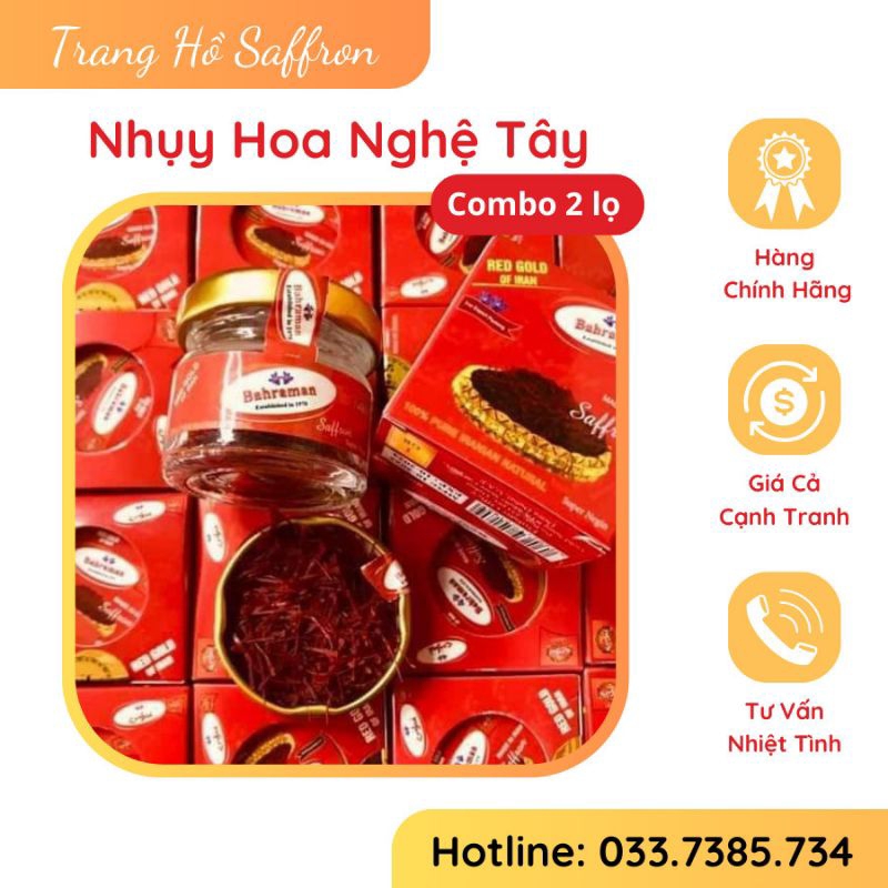 Combo 2 lọ saffron nhụy hoa nghệ tây hàng loại 1 loại 0,5 gam 1 lọ