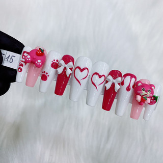 Charm gấu dâu làm nail