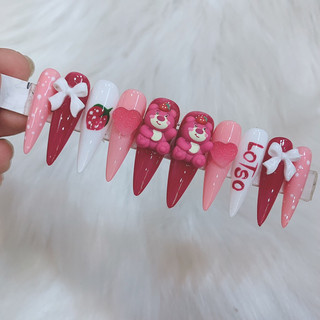 Charm gấu dâu làm nail