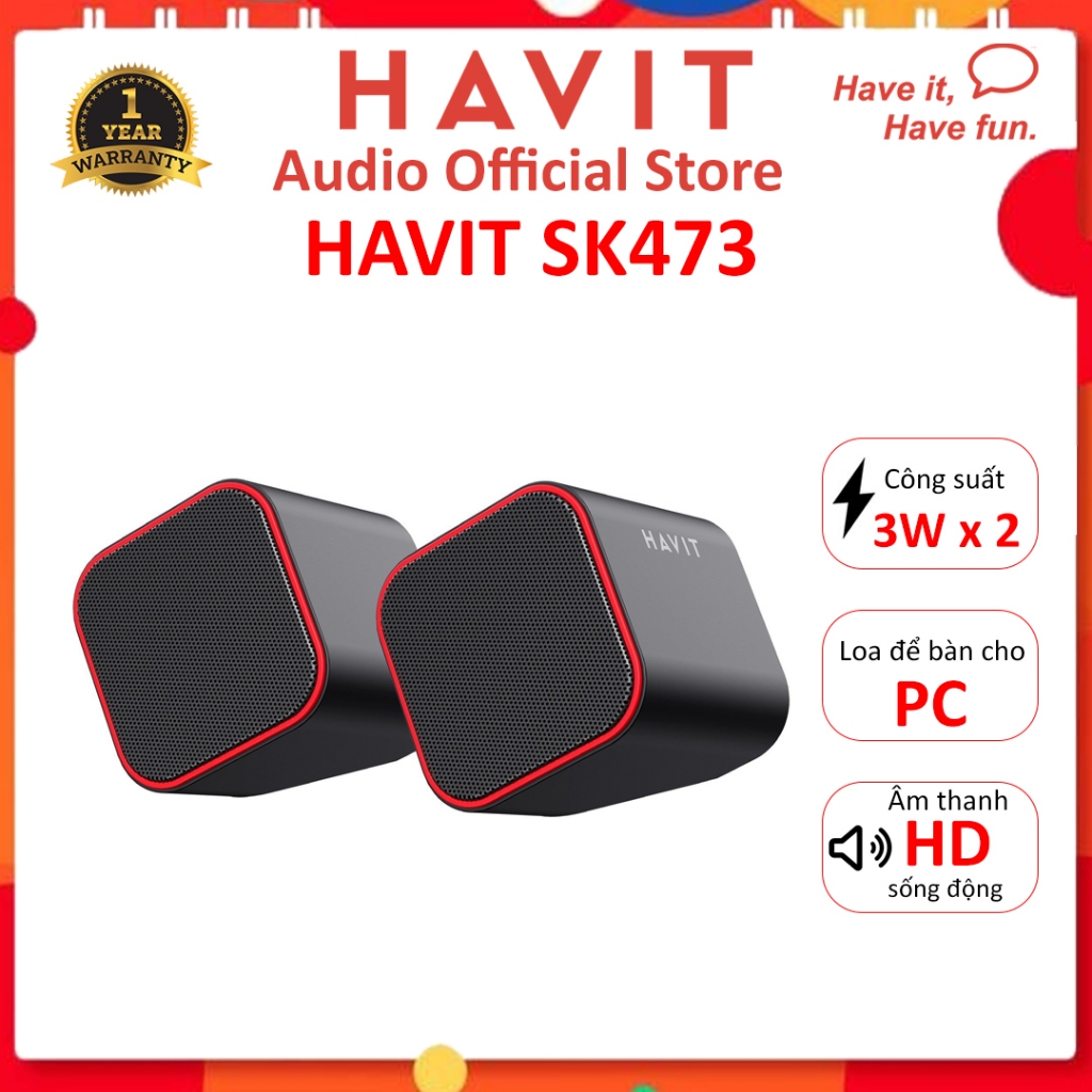 Loa Máy Tính Havit SK473 (3W x 2 RMS) - Hàng Chính Hãng
