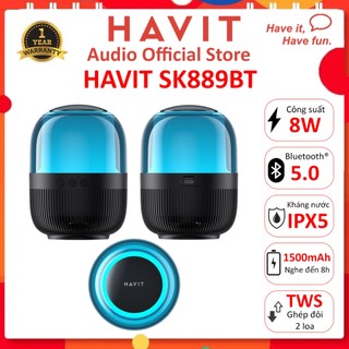Loa bluetooth havit sk889bt, bluetooth 5.0, công suất 8w, nghe đến 6h - chính hãng bh 12 tháng