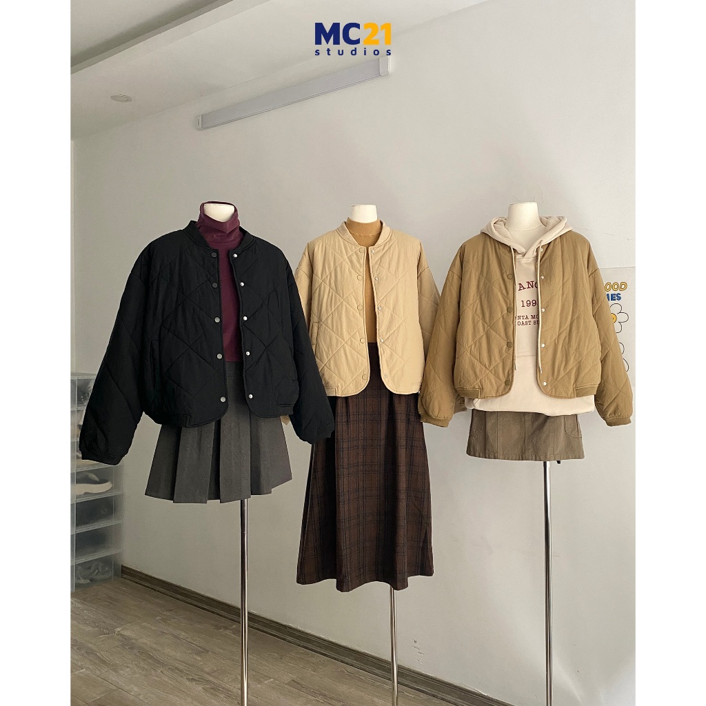 Áo khoác phao MC21.STUDIOS freesize chần bông dáng vừa Unisex Ulzzang Streetwear Hàn Quốc jacket form rộng A3829