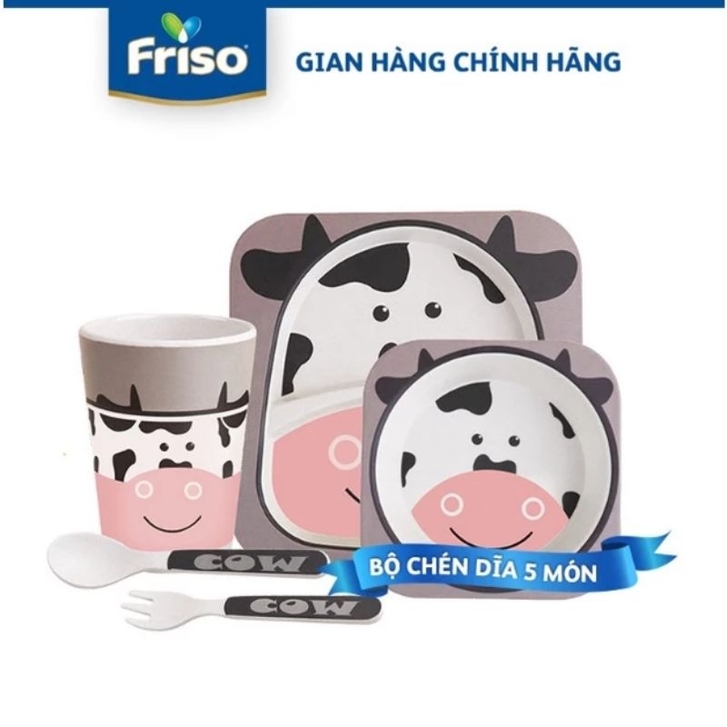 Bộ chén dĩa ăn dặm 5 món làm bằng bột tre an toàn cho e bé Friso