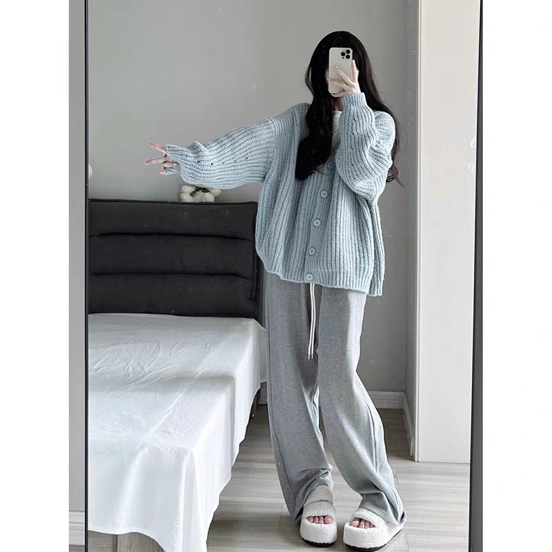 Khoác cardigan len nữ dệt kim tông màu basic DELIZ len dáng dài thời trang Devil Princess