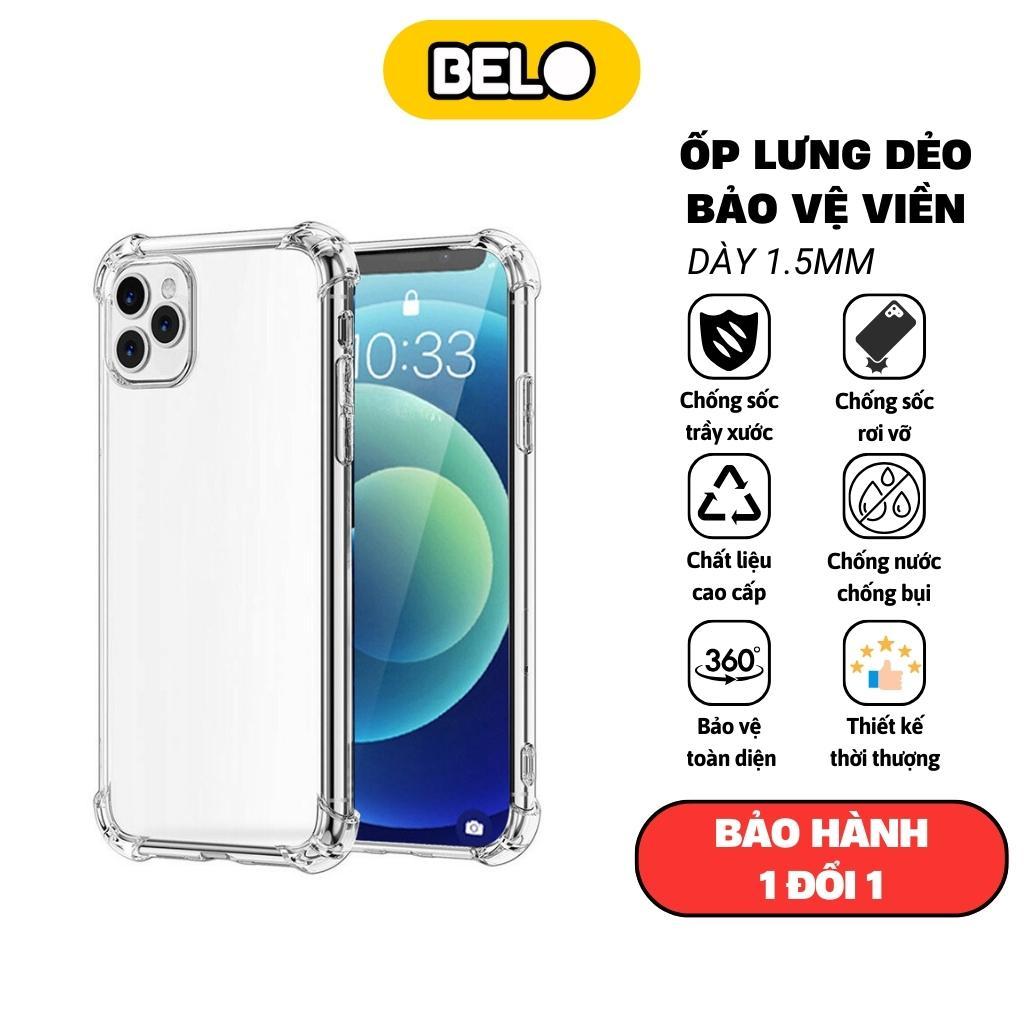 Ốp lưng iphone dẻo trong suốt, chống sốc cho ip 6/7/8/6plus/7plus/8plus/x/xs/xsmax/xr/11/12/13promax/pro – Belo