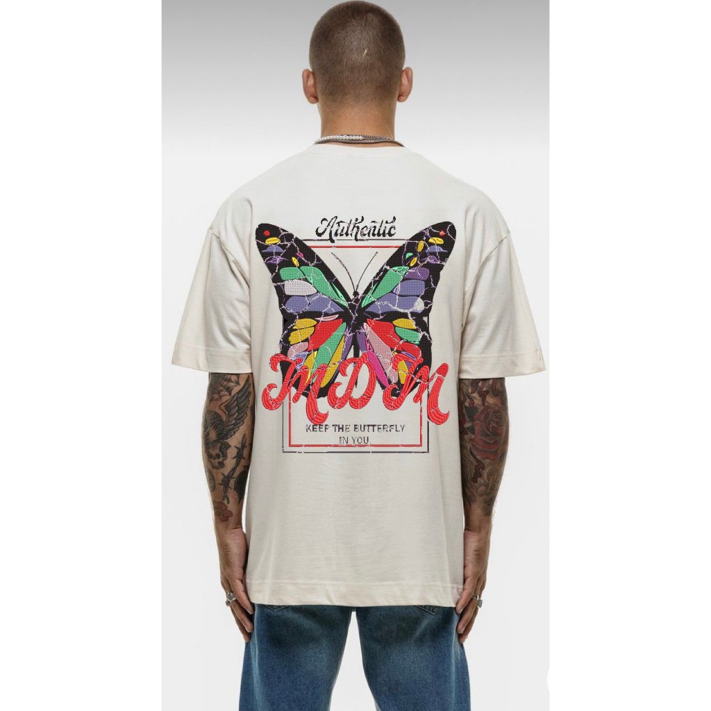 Áo Thun Nam Nữ Local Brand Họa Tiết Bướm Giả Thêu