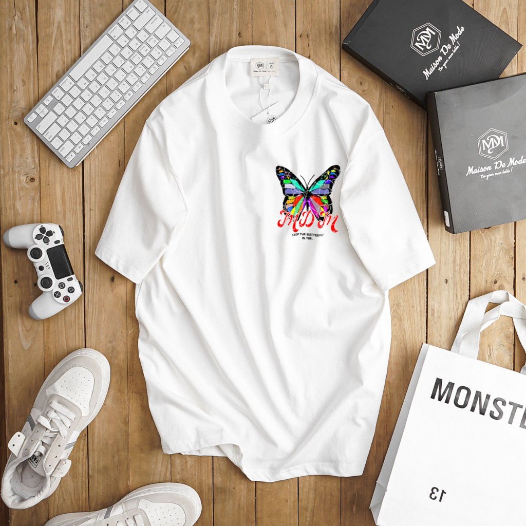 Áo Thun Nam Nữ Local Brand Họa Tiết Bướm Giả Thêu