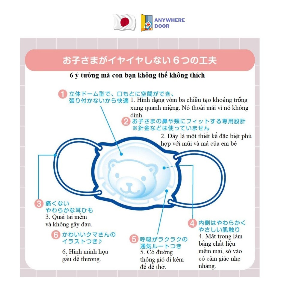 Khẩu trang cho bé, Pigeon Nhật Bản cho bé sơ sinh đến 3 tuổi , kháng khuẩn tốt