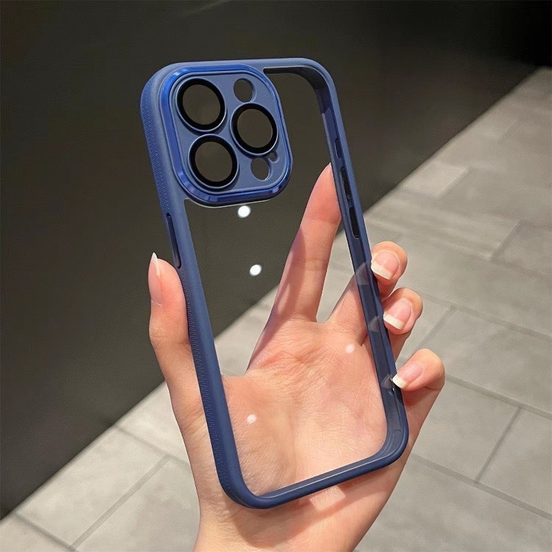 ỐP LƯNG BẢO VỆ CAMERA iPhone 15 Pro/ 15 Pro Max/ 14 Pro/ 14 Pro Max/ 13 Pro Max/ 12 Pro Max, lưng trong viền màu X&M