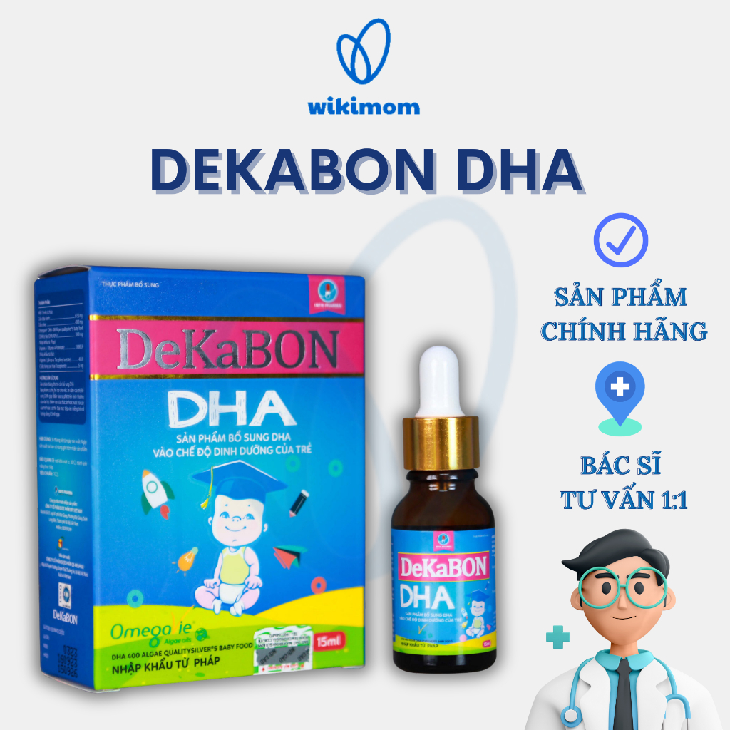 DHA cho bé Dekabon lọ 15ml - Bổ sung DHA từ tảo, giúp trẻ phát triển trí não, thông minh, khỏe mạnh