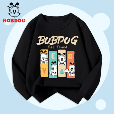 Áo dài tay bé trai BOBDOG áo thu đông cổ tròn chất liệu thun cotton in hình nghộ nghĩnh cho bé