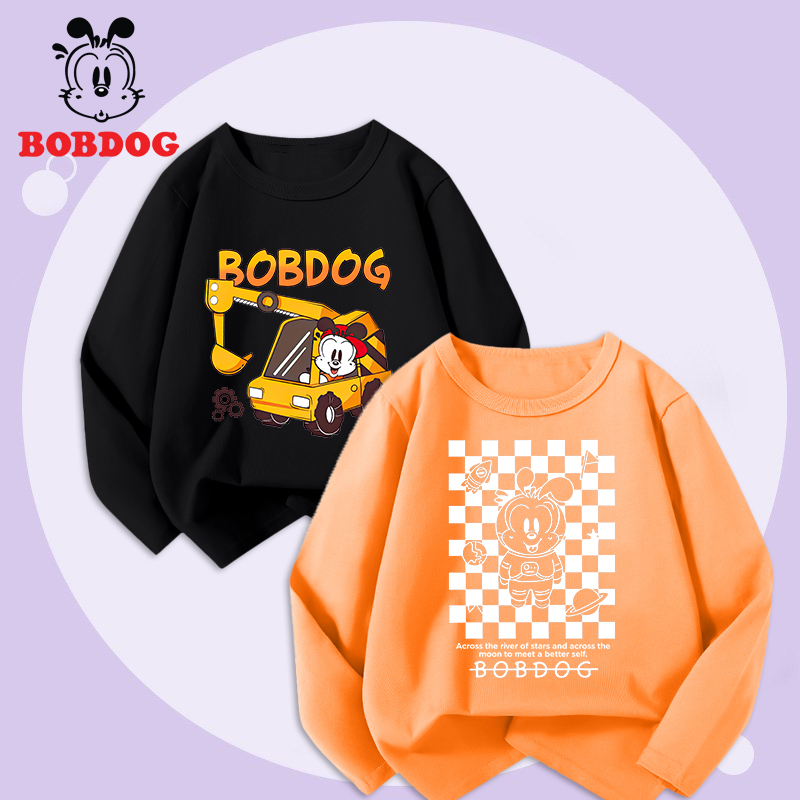 Áo dài tay bé trai BOBDOG, áo thun cotton in hình nghộ nghĩnh cho bé