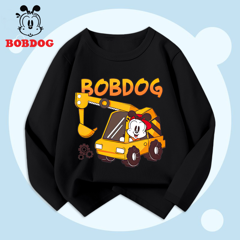 Áo dài tay bé trai BOBDOG, áo thun cotton in hình nghộ nghĩnh cho bé