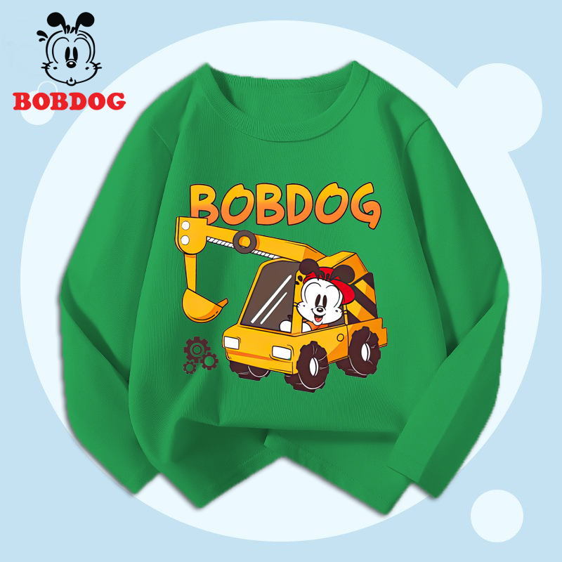 Áo dài tay bé trai BOBDOG, áo thun cotton in hình nghộ nghĩnh cho bé