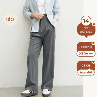 Quần suông dài ống rộng cạp cao chiết li đôi Pleated Pants - ufo.thebasic