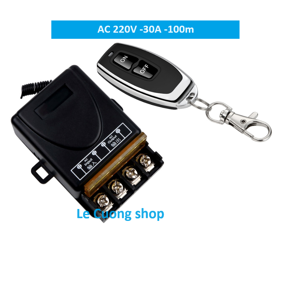 Công tắc điều khiển từ xa Rf 100m/3000w/30A/220V RF 433Mhz,điều khiển từ xa công suất lớn cho máy rửa xe ,máy bơm nước..