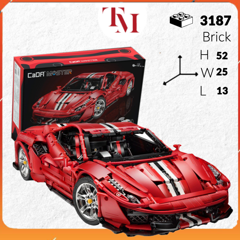 Technic CADA Ferrari 488 Pista tỉ lệ 1:8 C61043 Đồ chơi Mô Hình Lắp ghép lắp ráp xe 3187PCS