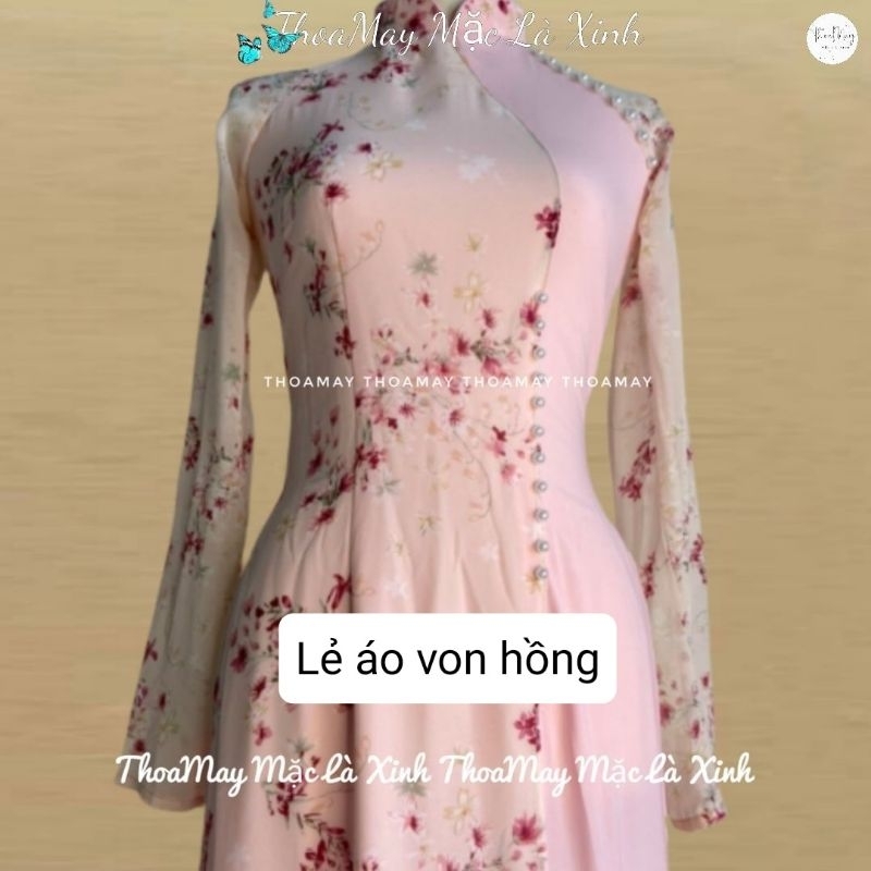 Áo dài truyền thống von hoa nhí 4 tà kèm quần lụa tv9