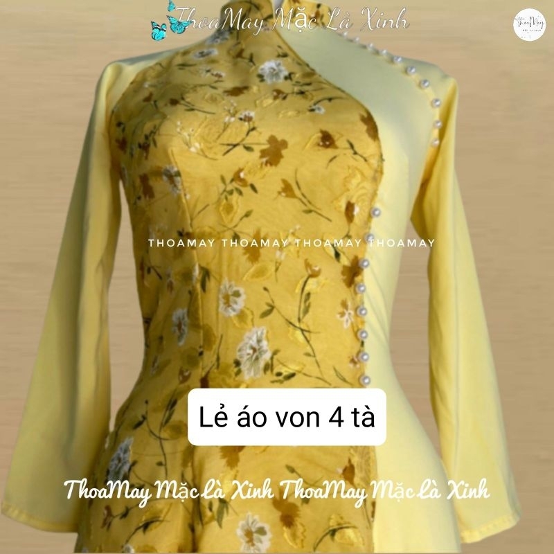 Áo dài truyền thống von hoa nhí 4 tà kèm quần lụa tv9