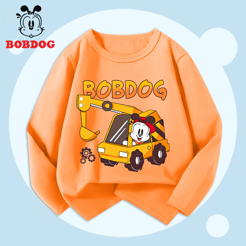 Áo dài tay bé trai BOBDOG, áo thun cotton in hình nghộ nghĩnh cho bé
