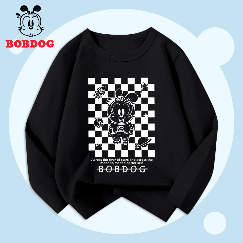 Áo dài tay bé trai BOBDOG, áo thun cotton in hình nghộ nghĩnh cho bé