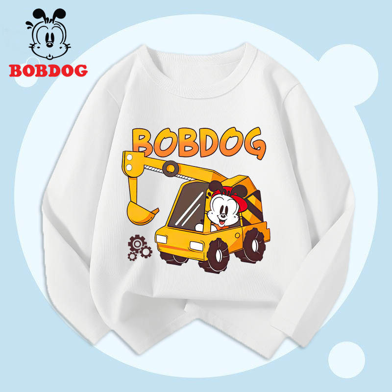 Áo dài tay bé trai BOBDOG, áo thun cotton in hình nghộ nghĩnh cho bé