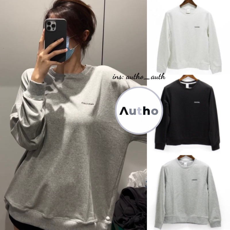 Áo Sweatshirt Calvin Klein Logo Thêu Chữ Basic (Đen/Trắng/Xám)