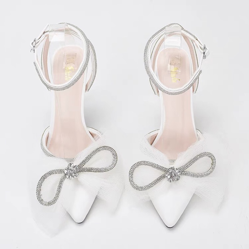 ORDER 🎀 Giày mũi nhọn nơ dây đá trắng
