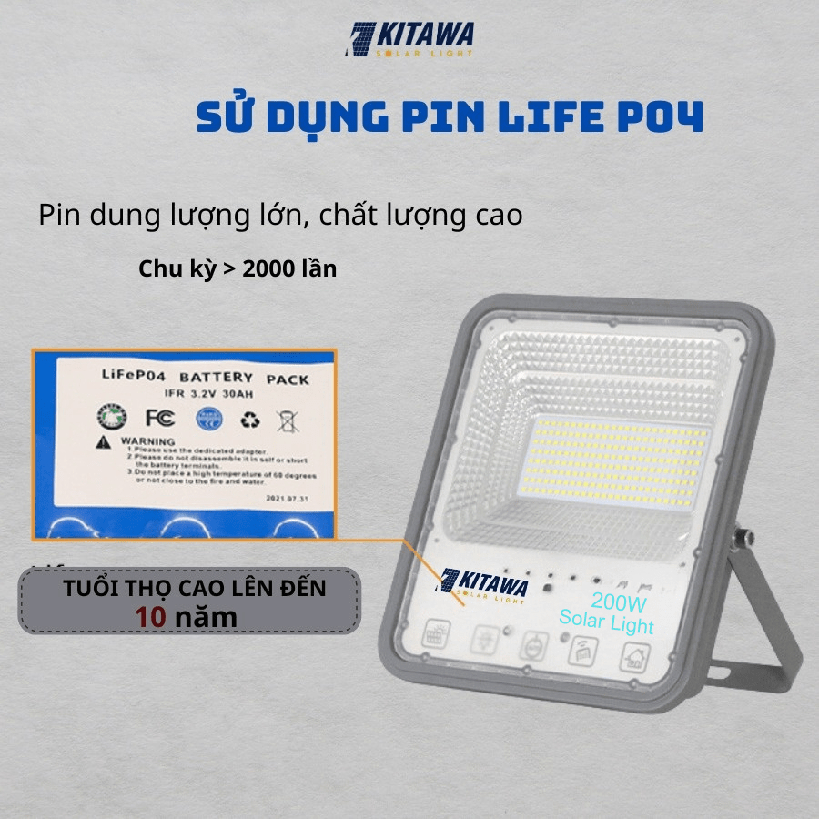 DP11200 Đèn Pha Năng Lượng Mặt Trời Kitawa 200W