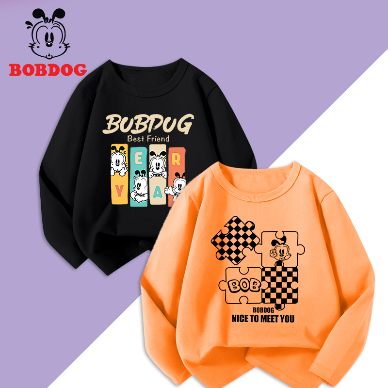Áo dài tay bé trai BOBDOG, áo thun cotton in hình nghộ nghĩnh cho bé