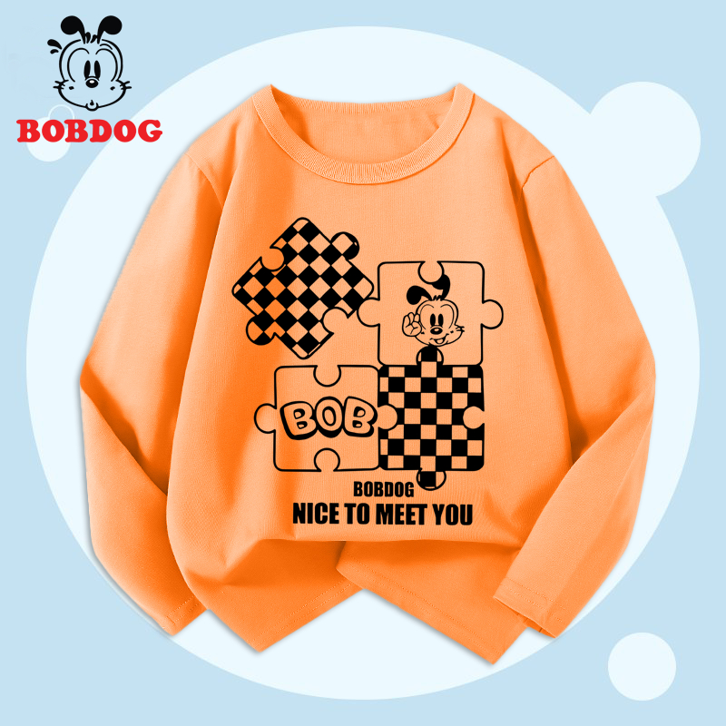 Áo dài tay bé trai BOBDOG, áo thun cotton in hình nghộ nghĩnh cho bé
