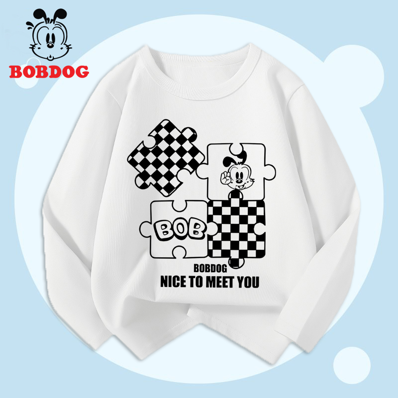 Áo dài tay bé trai BOBDOG, áo thun cotton in hình nghộ nghĩnh cho bé