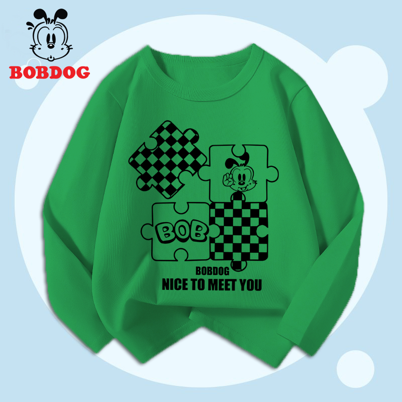 Áo dài tay bé trai BOBDOG, áo thun cotton in hình nghộ nghĩnh cho bé