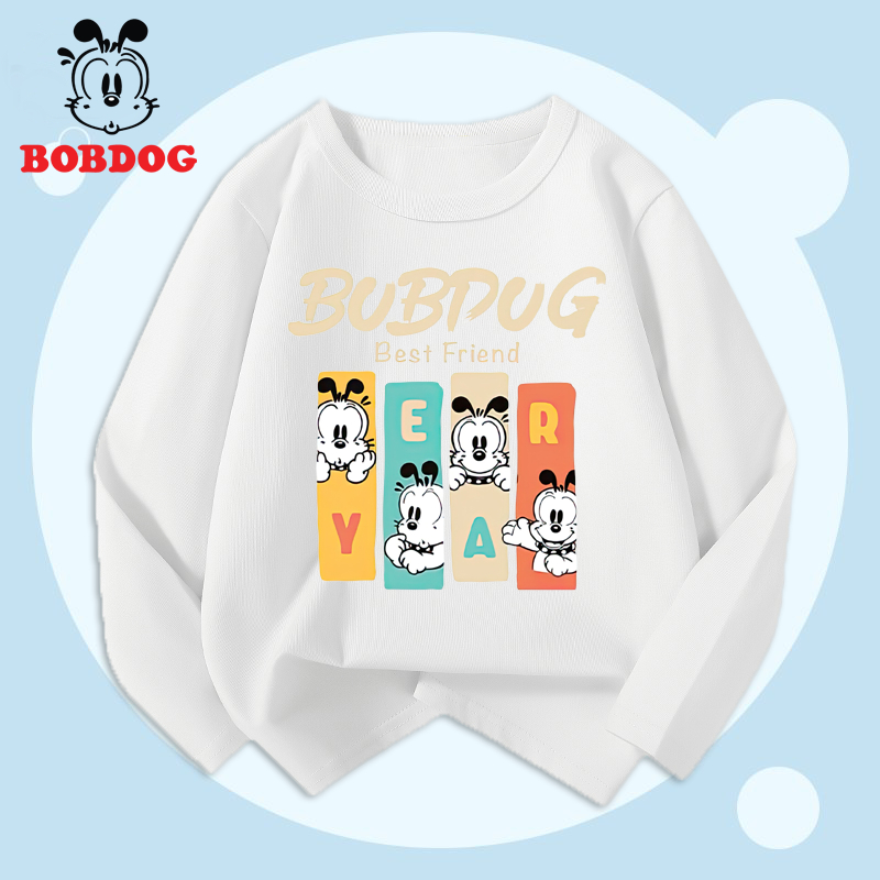 Áo dài tay bé trai BOBDOG, áo thun cotton in hình nghộ nghĩnh cho bé