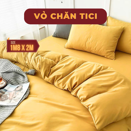 Vỏ Mền Vỏ chăn lồng được ruột 1m6x2m, 1m8x2m, 2mx2m2 chất Cotton Tici trơn mềm mịn một màu có khóa kéo chắc chắn