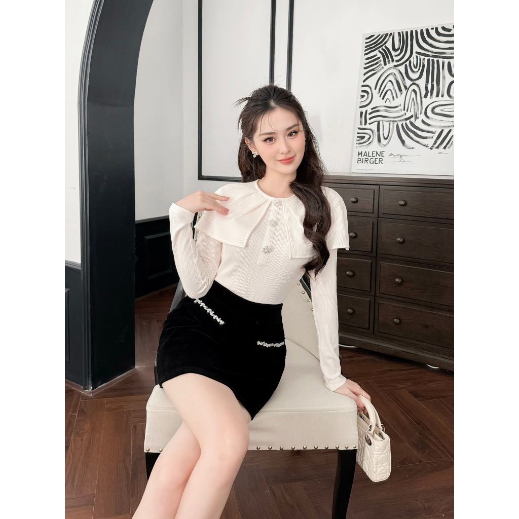 Áo Len Kem Layer Phủ Vai 3 Khuy Đá Thời Trang Thiết Kế Nữ CurvyQ