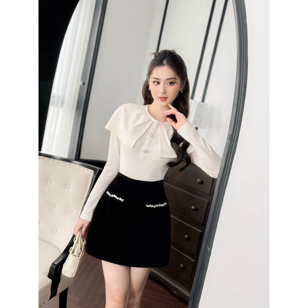 Áo Len Kem Layer Phủ Vai 3 Khuy Đá Thời Trang Thiết Kế Nữ CurvyQ