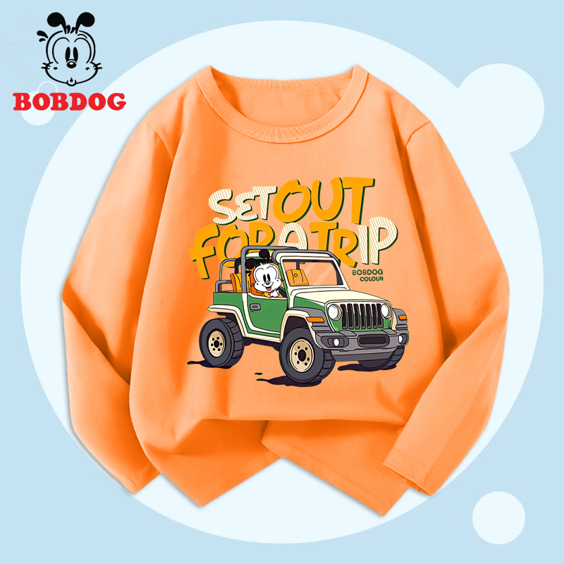Áo dài tay bé trai BOBDOG, áo thun cotton in hình nghộ nghĩnh cho bé