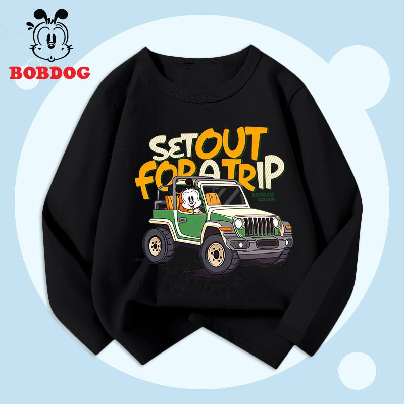 Áo dài tay bé trai BOBDOG, áo thun cotton in hình nghộ nghĩnh cho bé