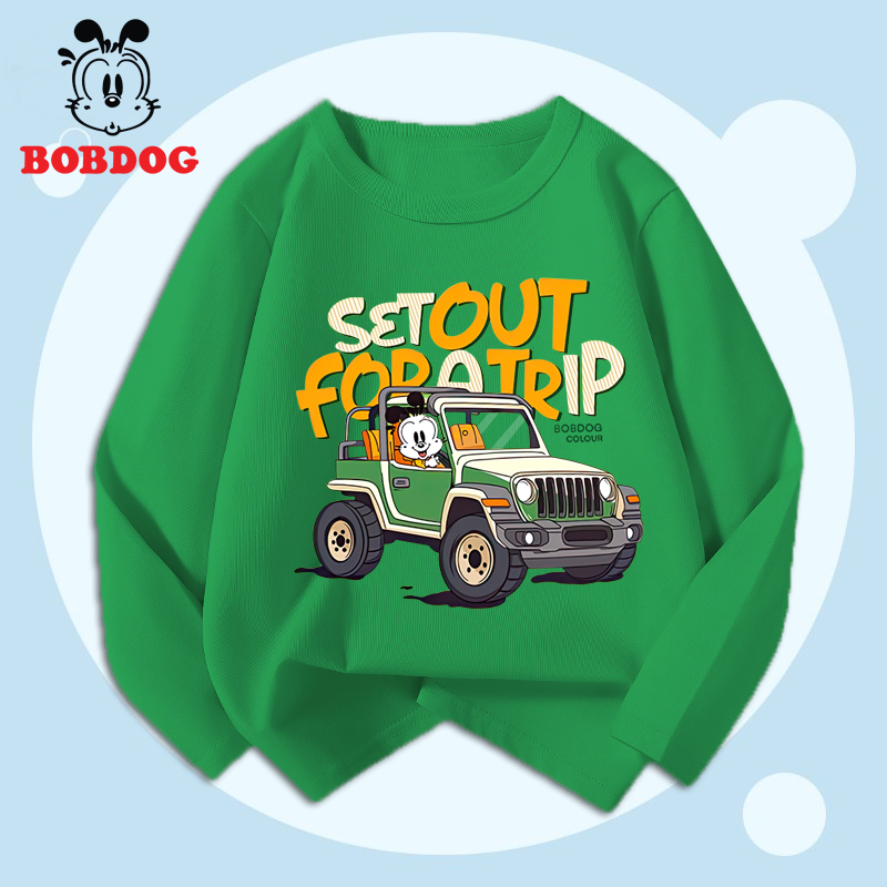 Áo dài tay bé trai BOBDOG, áo thun cotton in hình nghộ nghĩnh cho bé