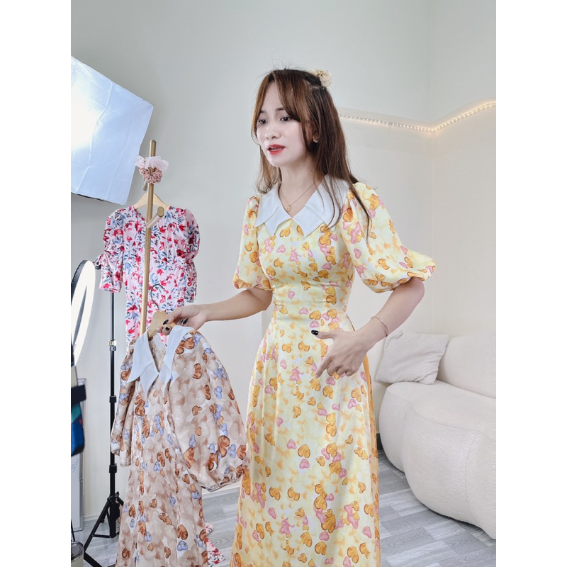 Áo dài trái tim cổ lá kép xinh xắn