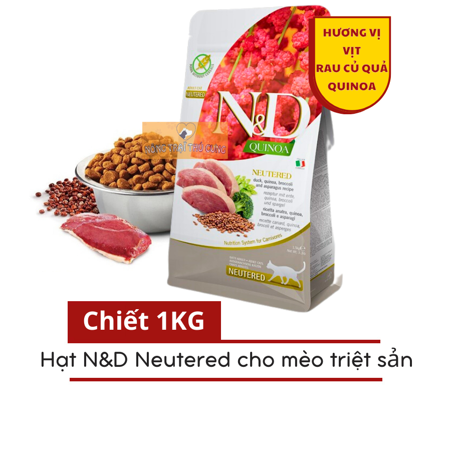 Hạt N&D Neutered Cho Mèo Triệt Sản Túi Re-pack