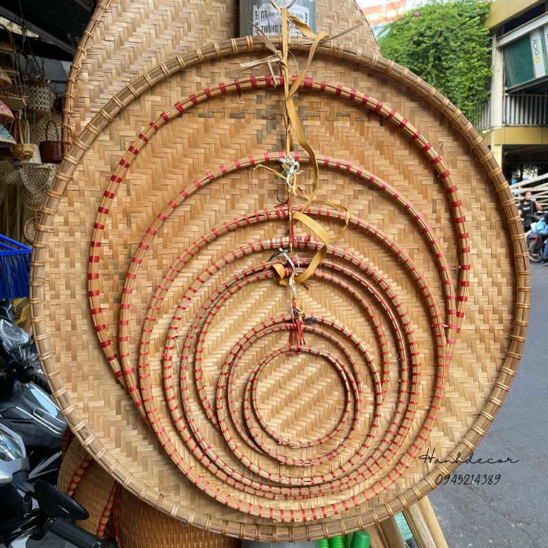 (Bán sỉ) Mẹt tre thủ công HANHDECOR 15cm-50cm mẹt trang trí phục vụ nhà hàng, đựng đồ ăn đa năng