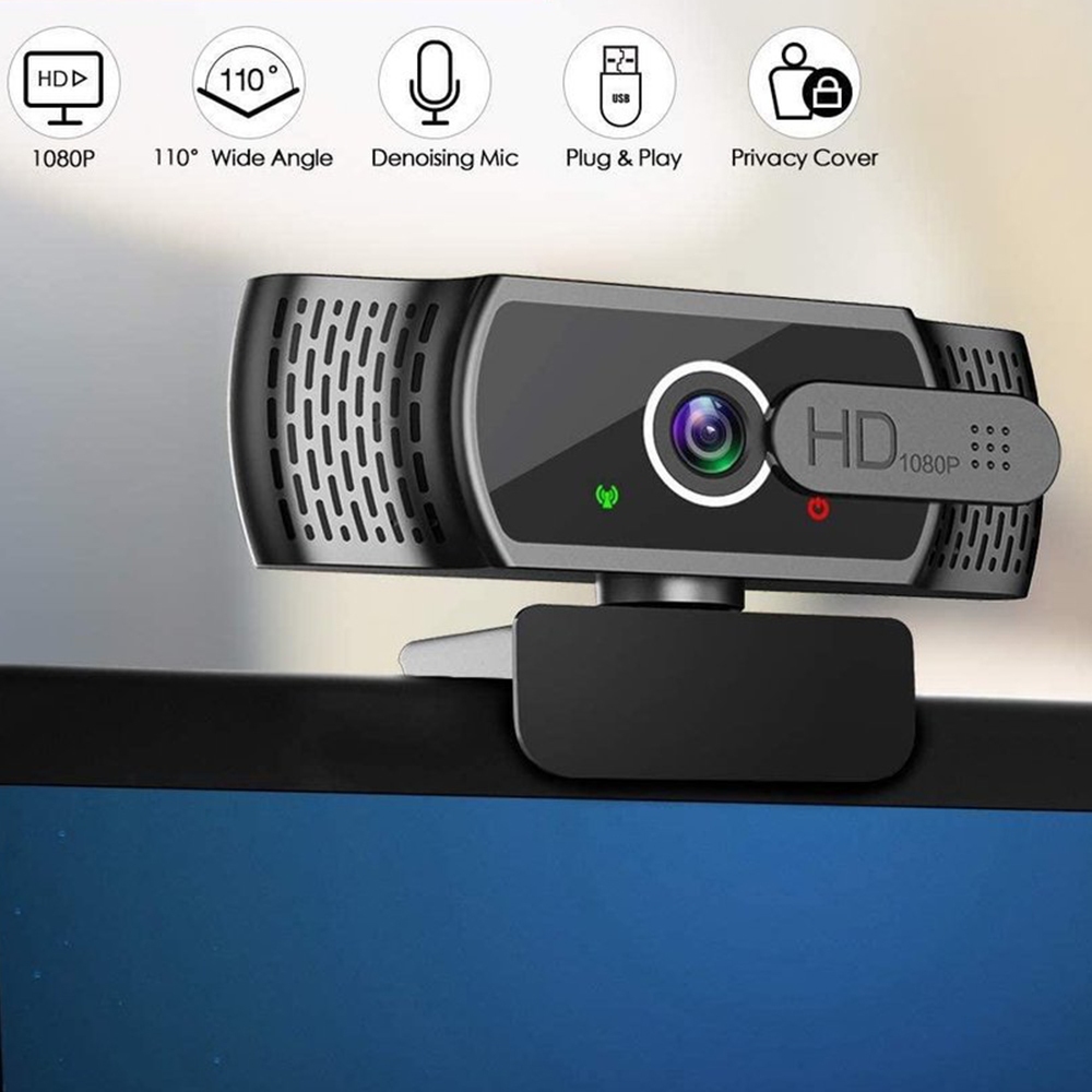 Webcam máy tính có mic - Webcam 1080P - Với vỏ bảo mật webcam