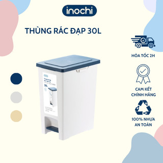 Thùng rác đạp chữ nhật 30L inochi cao cấp, thùng rác gia đình, văn phòng, có phủ lớp ion Ag+ kháng khuẩn